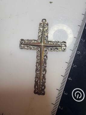Vintage 925 Sterling Silver Thai Filigree Scroll Cross Pendant